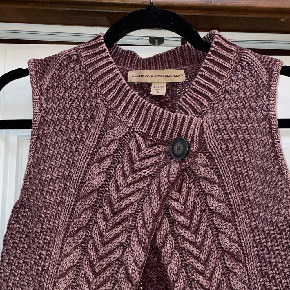 Vintage America Mauve Knit Cardigan Vest - Picture 3 of 7